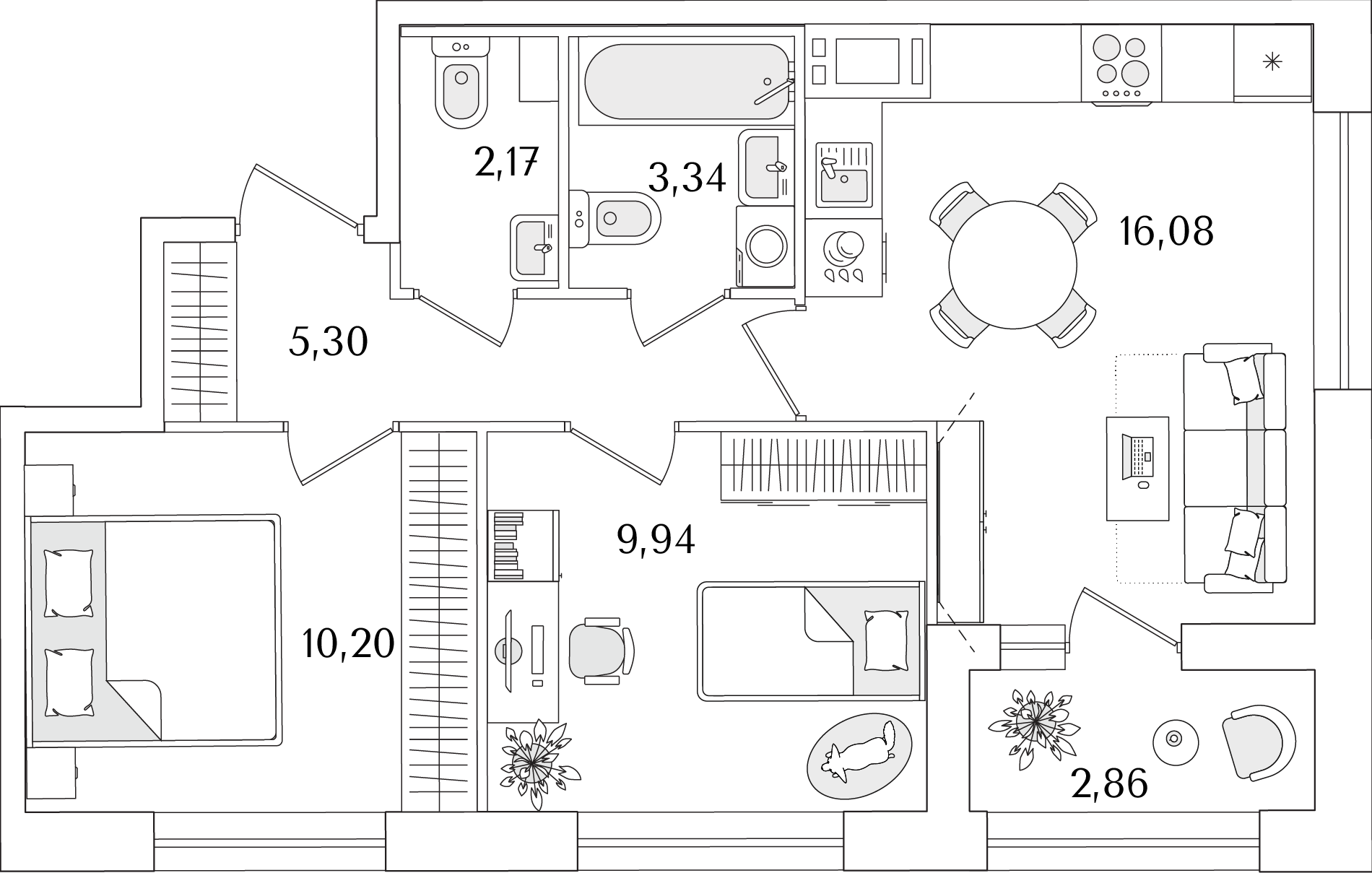 2-комнатная квартира, 48.46 кв.м, ЖК «Аурум» 2-комнатная квартира, 48.46 кв.м, ЖК «Аурум»
