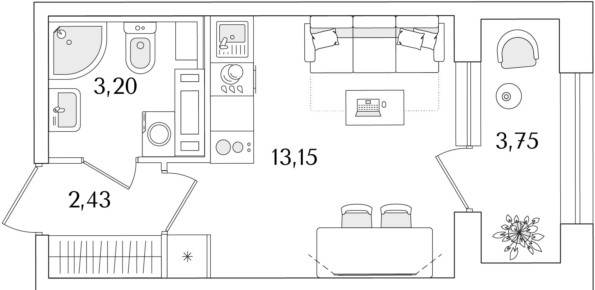 студия, 20.66 м2, ЖК «Аурум»