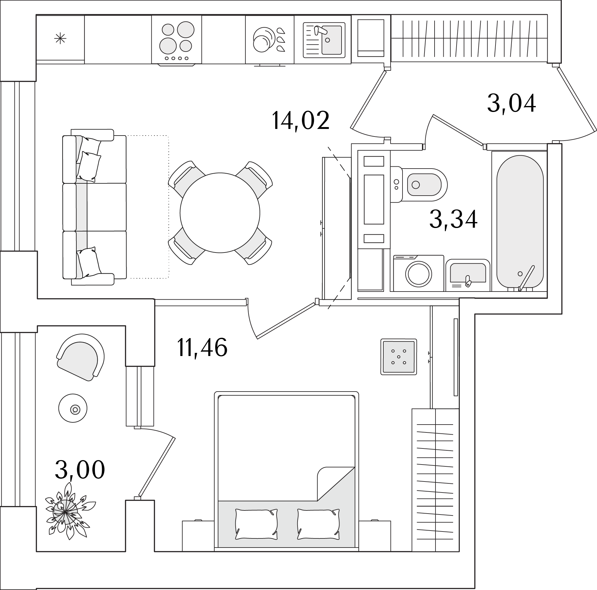 1-комнатная, 33.36 м2, ЖК «Аурум»