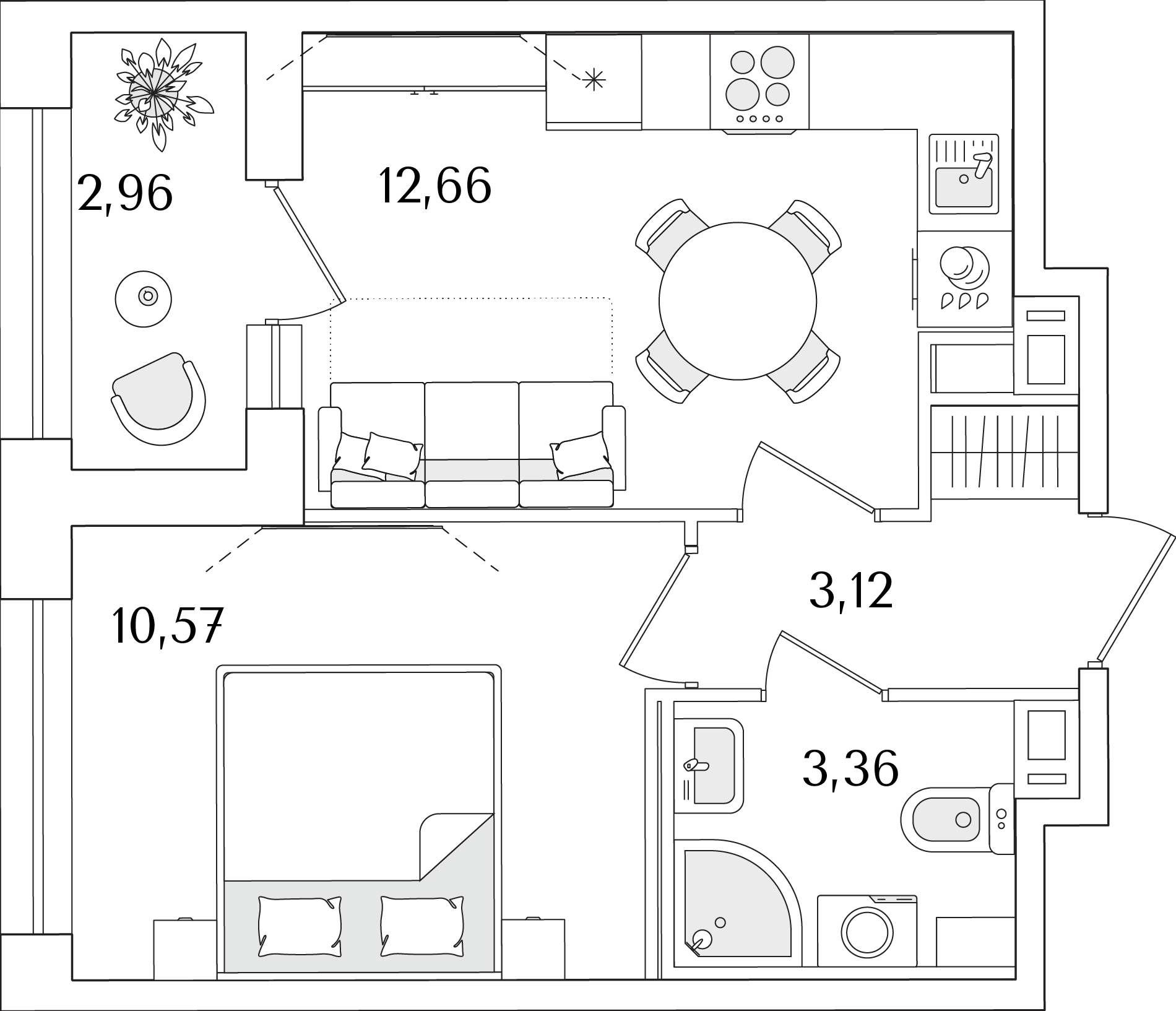 1-комнатная, 31.19 м2, ЖК «Аурум»