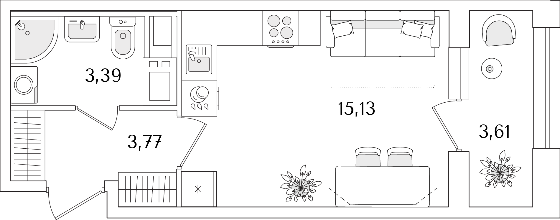 студия, 24.1 м2, ЖК «Аурум»