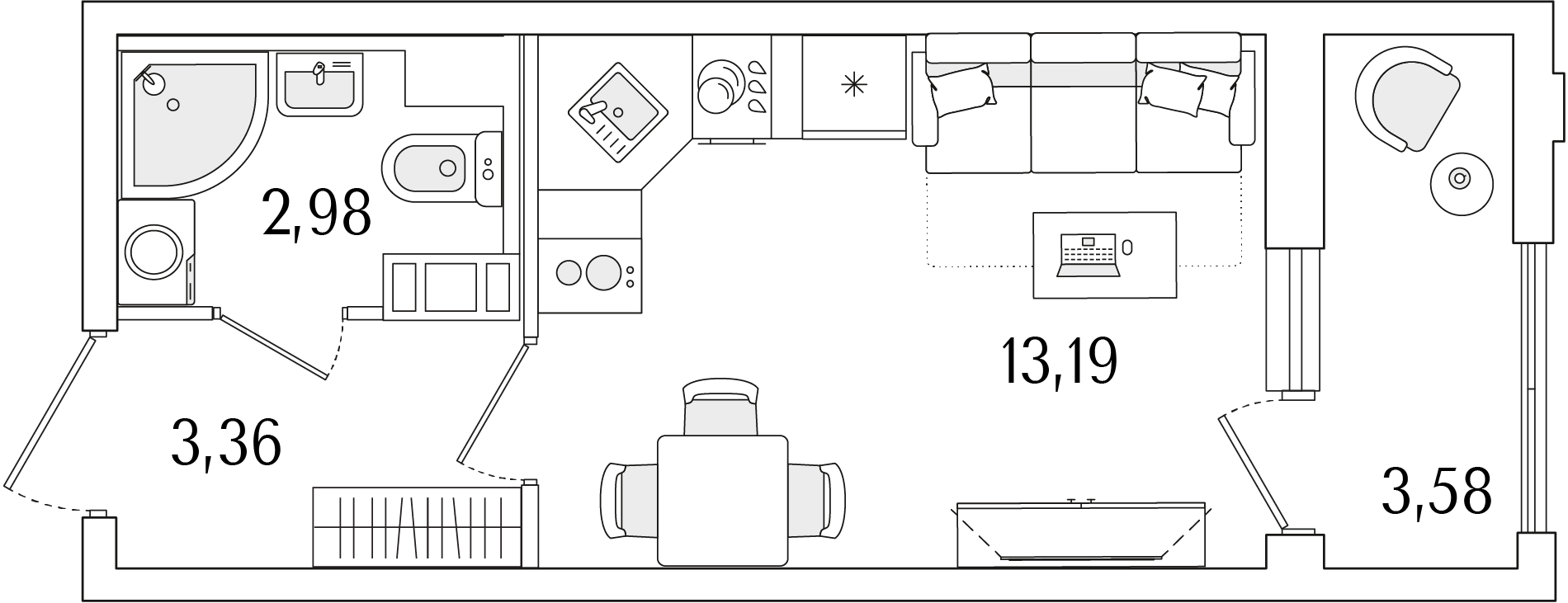 студия, 21.32 м2, ЖК «Гранат»