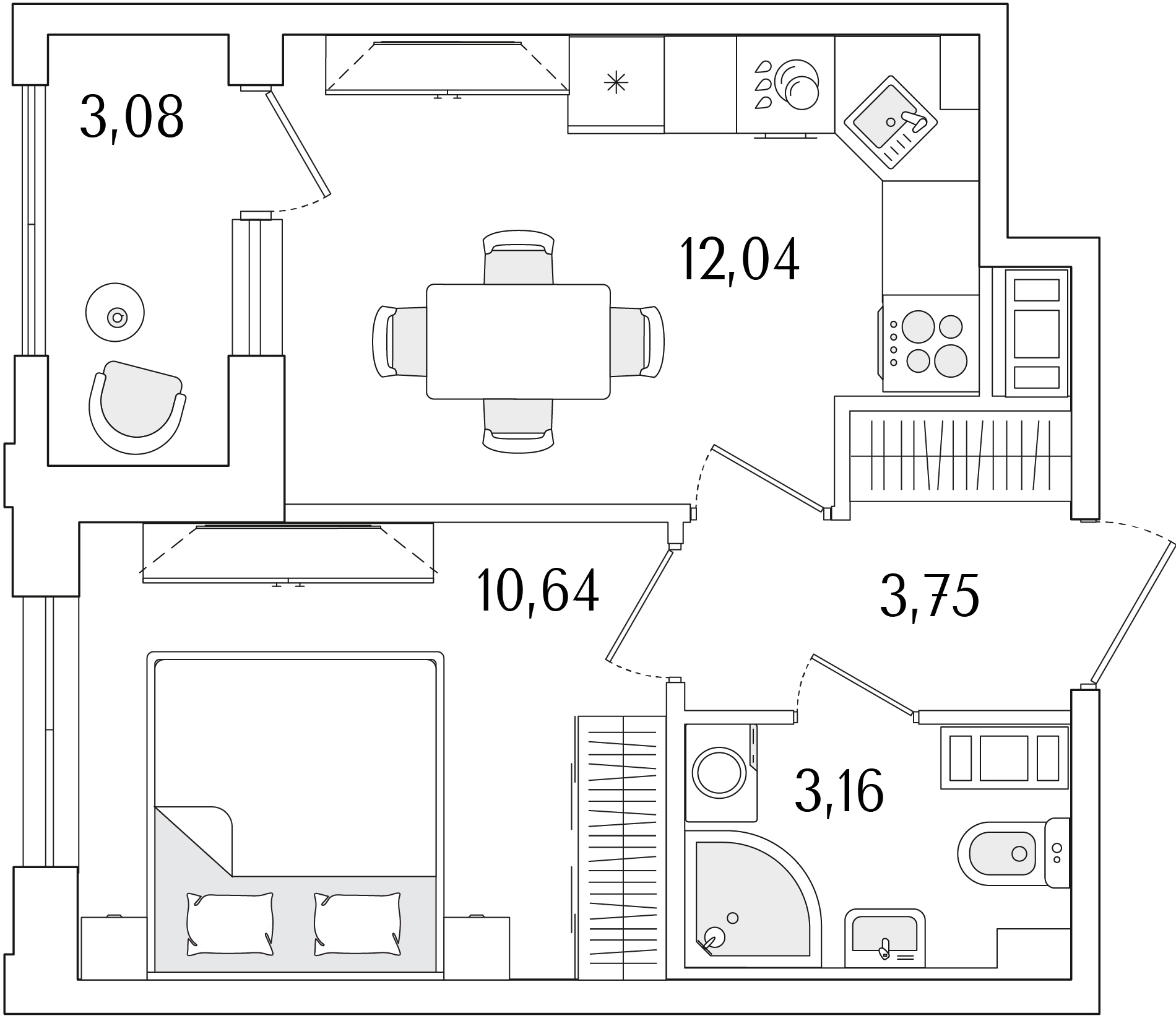 1-комнатная, 31.13 м2, ЖК «Гранат»