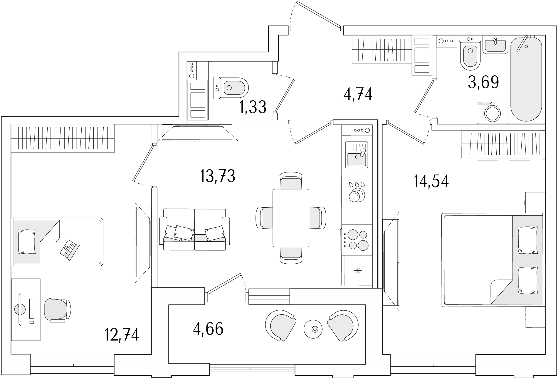 2-комнатная квартира, 53.1 кв.м, ЖК «Гранат»
