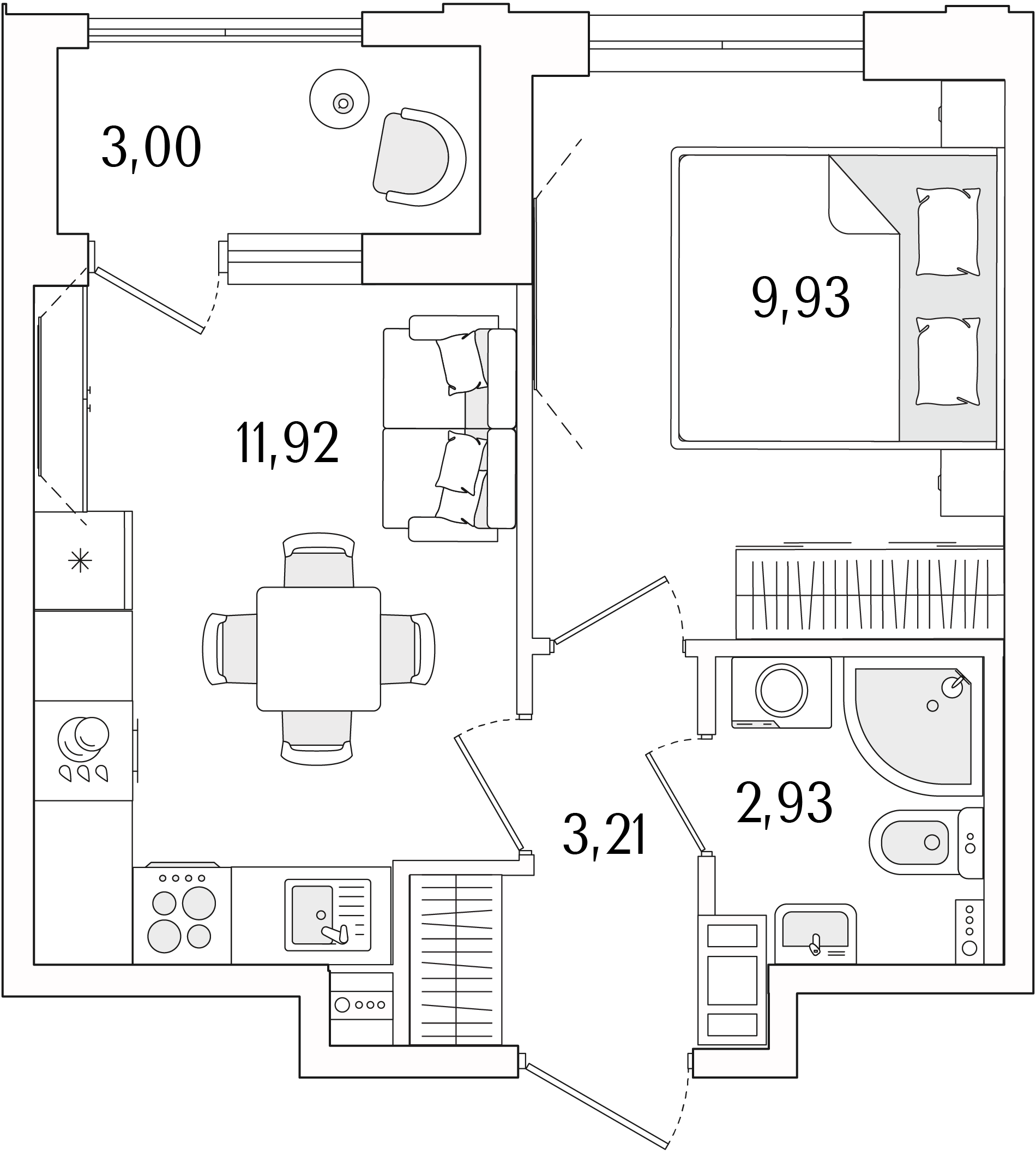 1-комнатная квартира, 29.49 кв.м, ЖК «Гранат» 1-комнатная квартира, 29.49 кв.м, ЖК «Гранат»
