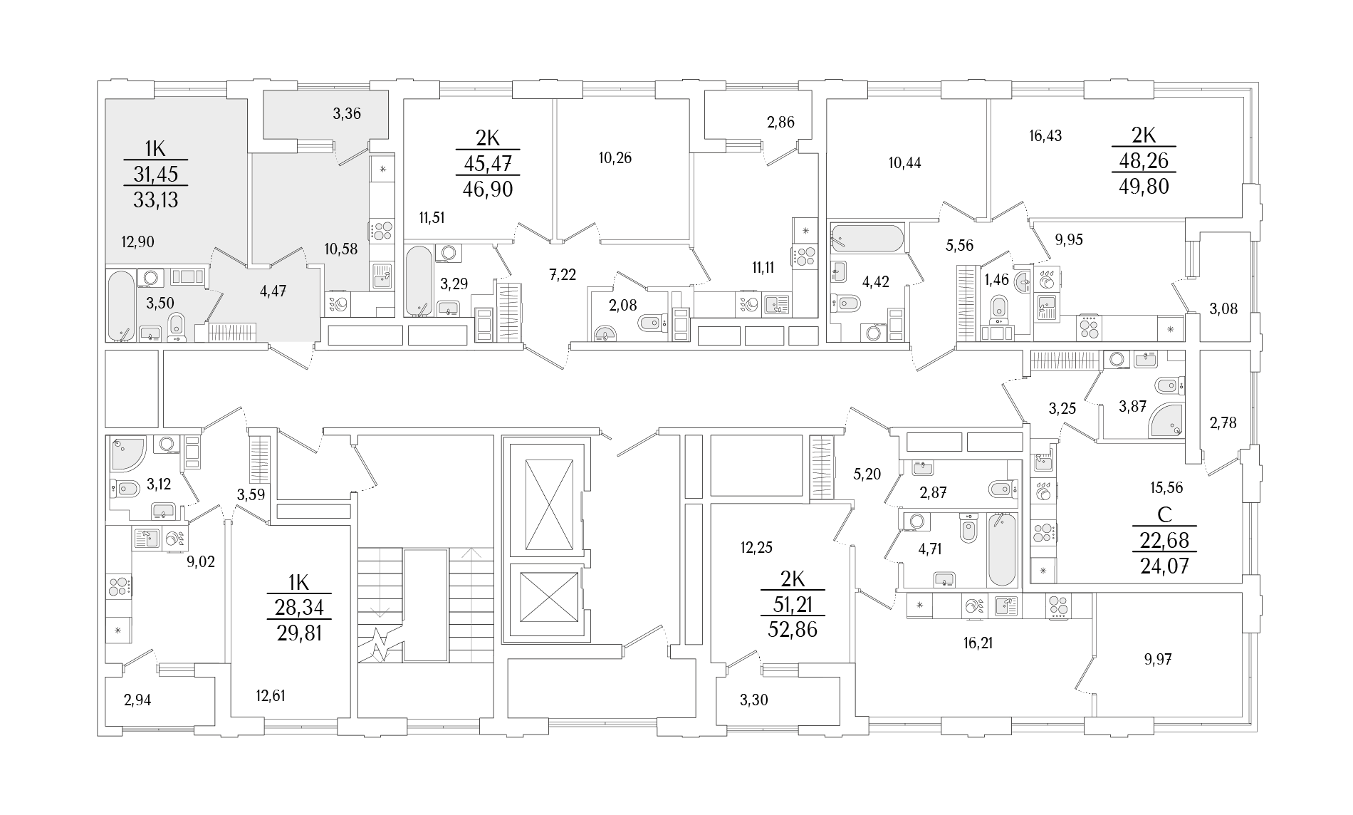 1-комнатная квартира, 33.13 кв.м, Гранат, изображение-2 1-комнатная квартира, 33.13 кв.м, Гранат, изображение-2