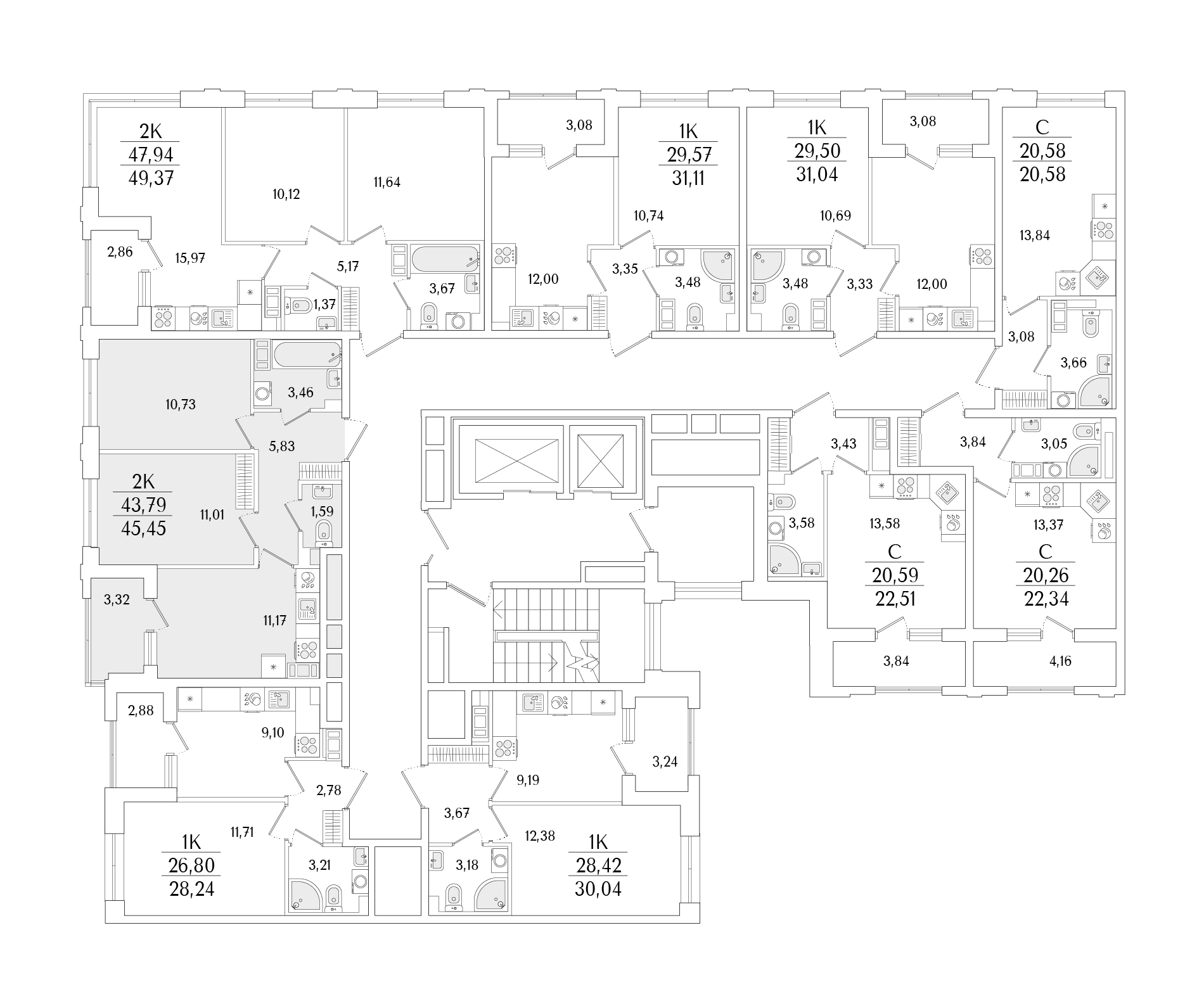 2-комнатная квартира, 45.45 кв.м, Гранат, изображение-2