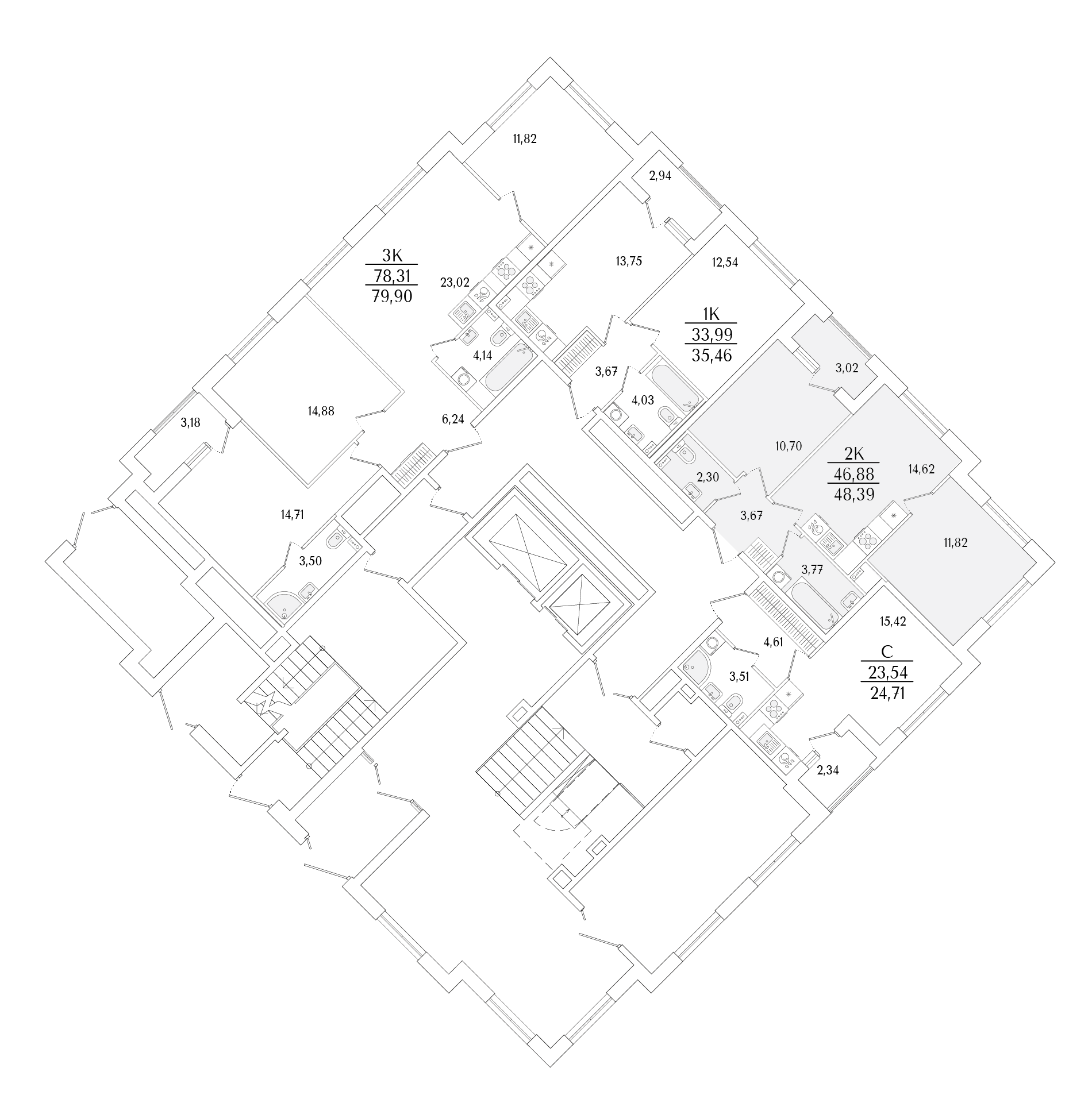 2-комнатная квартира, 48.39 кв.м, Гранат, изображение-2