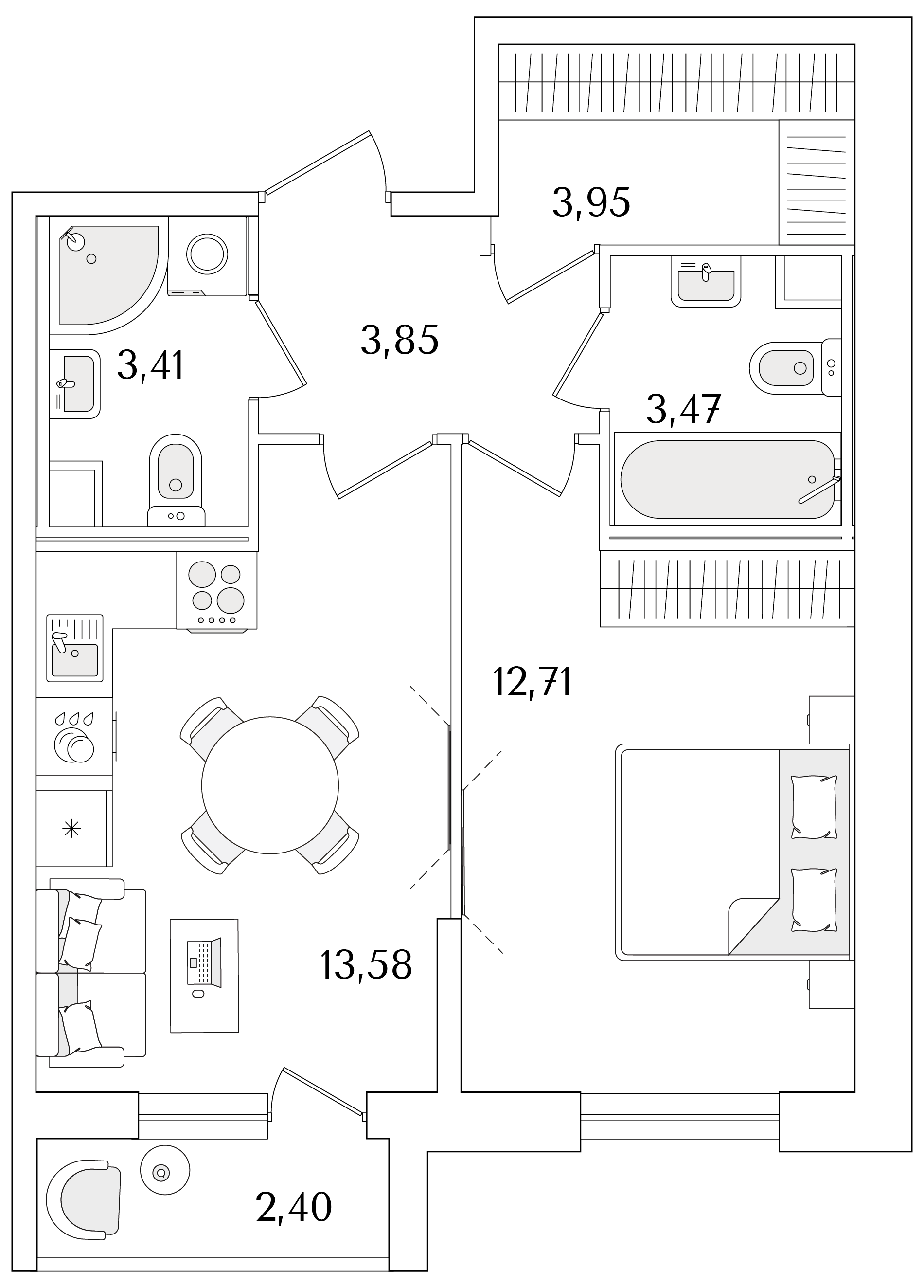 1-комнатная, 42.2 м², 2 этаж из 9, ЖК «Кинопарк»