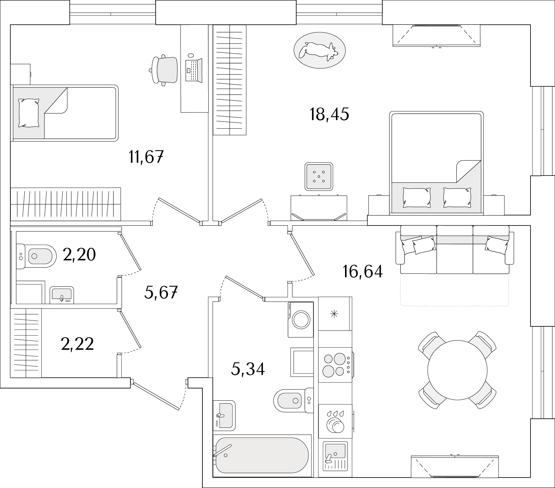 2-комнатная, 62.19 м2, ЖК «Кинопарк» 2-комнатная, 62.19 м2, ЖК «Кинопарк»