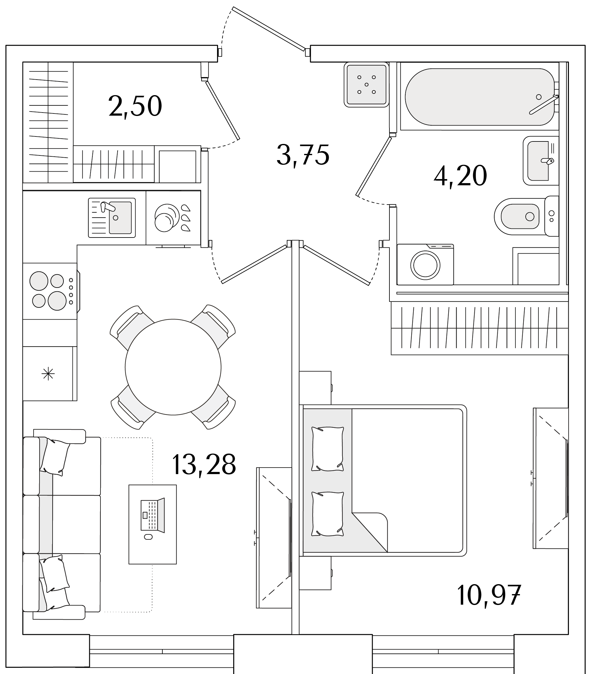 1-комнатная, 34.7 м2, ЖК «Кинопарк» 1-комнатная, 34.7 м2, ЖК «Кинопарк»