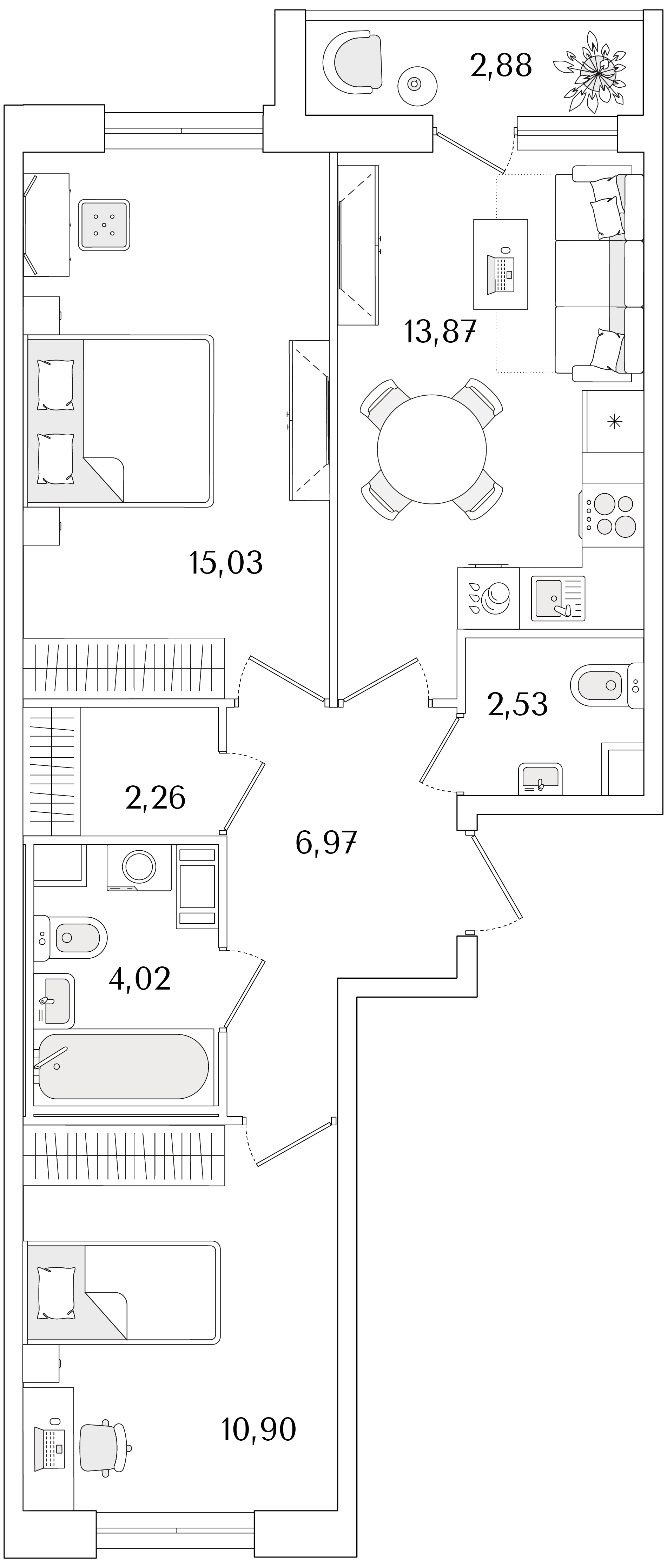 2-комнатная, 57.02 м2, ЖК «Кинопарк» 2-комнатная, 57.02 м2, ЖК «Кинопарк»