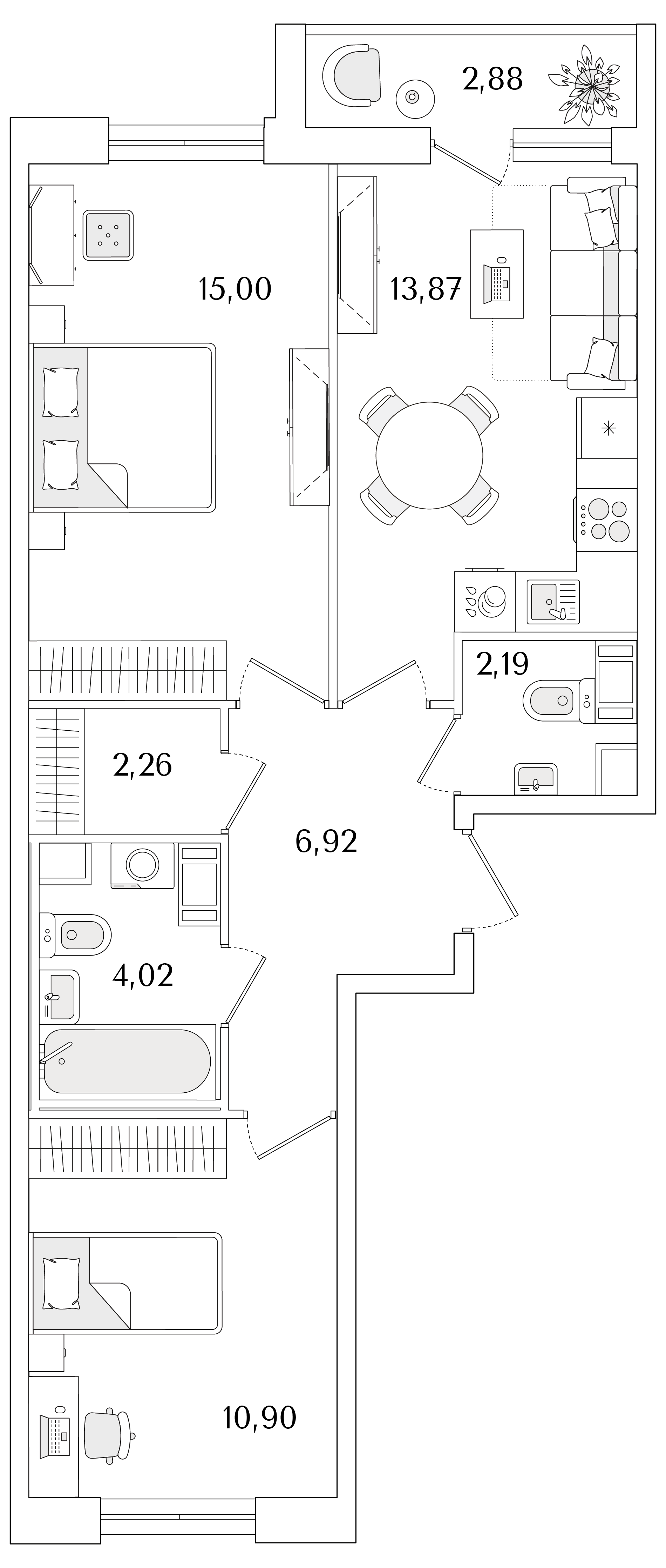 2-комнатная, 56.6 м2, ЖК «Кинопарк» 2-комнатная, 56.6 м2, ЖК «Кинопарк»