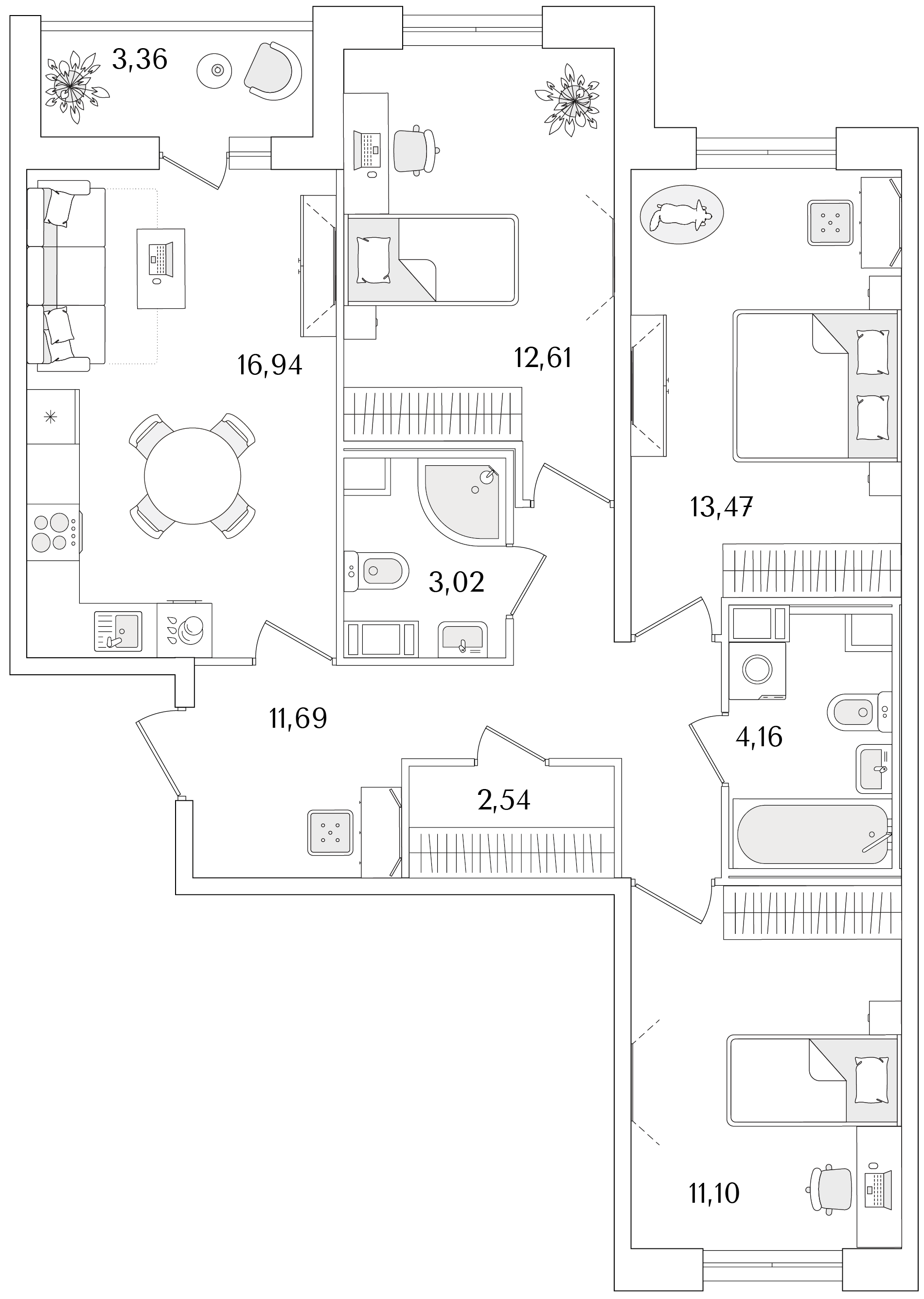 3-комнатная квартира, 77.21 кв.м, ЖК «Кинопарк» 3-комнатная квартира, 77.21 кв.м, ЖК «Кинопарк»