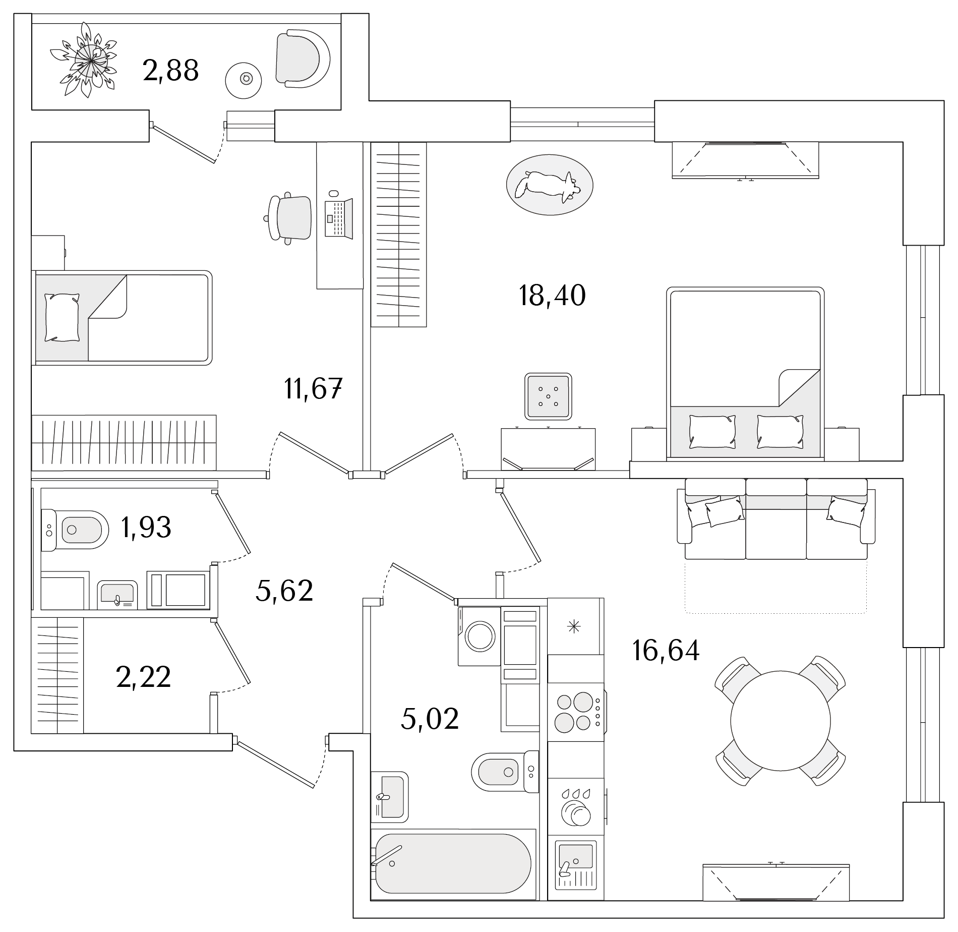 2-комнатная, 62.94 м2, ЖК «Кинопарк» 2-комнатная, 62.94 м2, ЖК «Кинопарк»