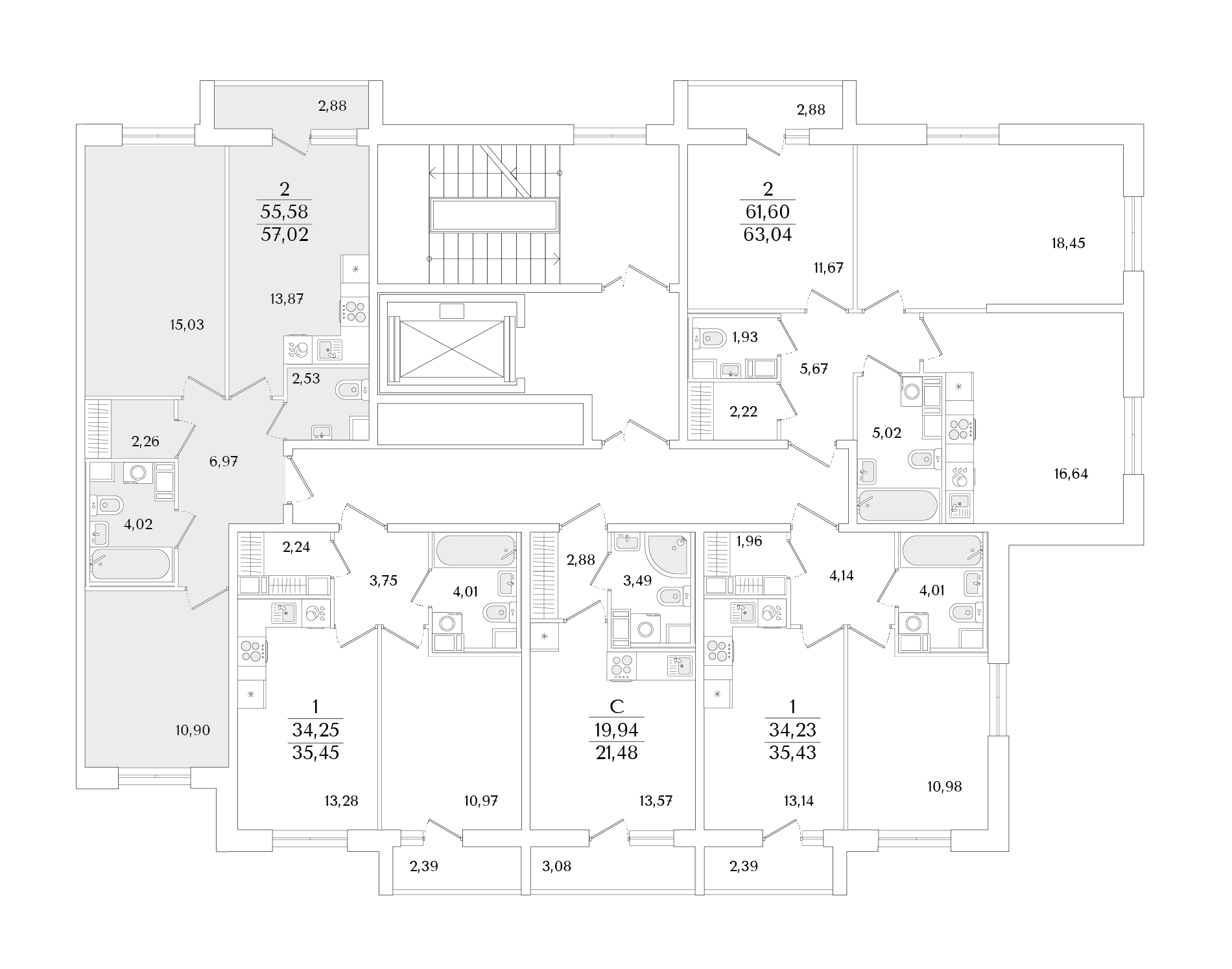 2-комнатная квартира, 57.02 кв.м, Кинопарк, изображение-2 2-комнатная квартира, 57.02 кв.м, Кинопарк, изображение-2