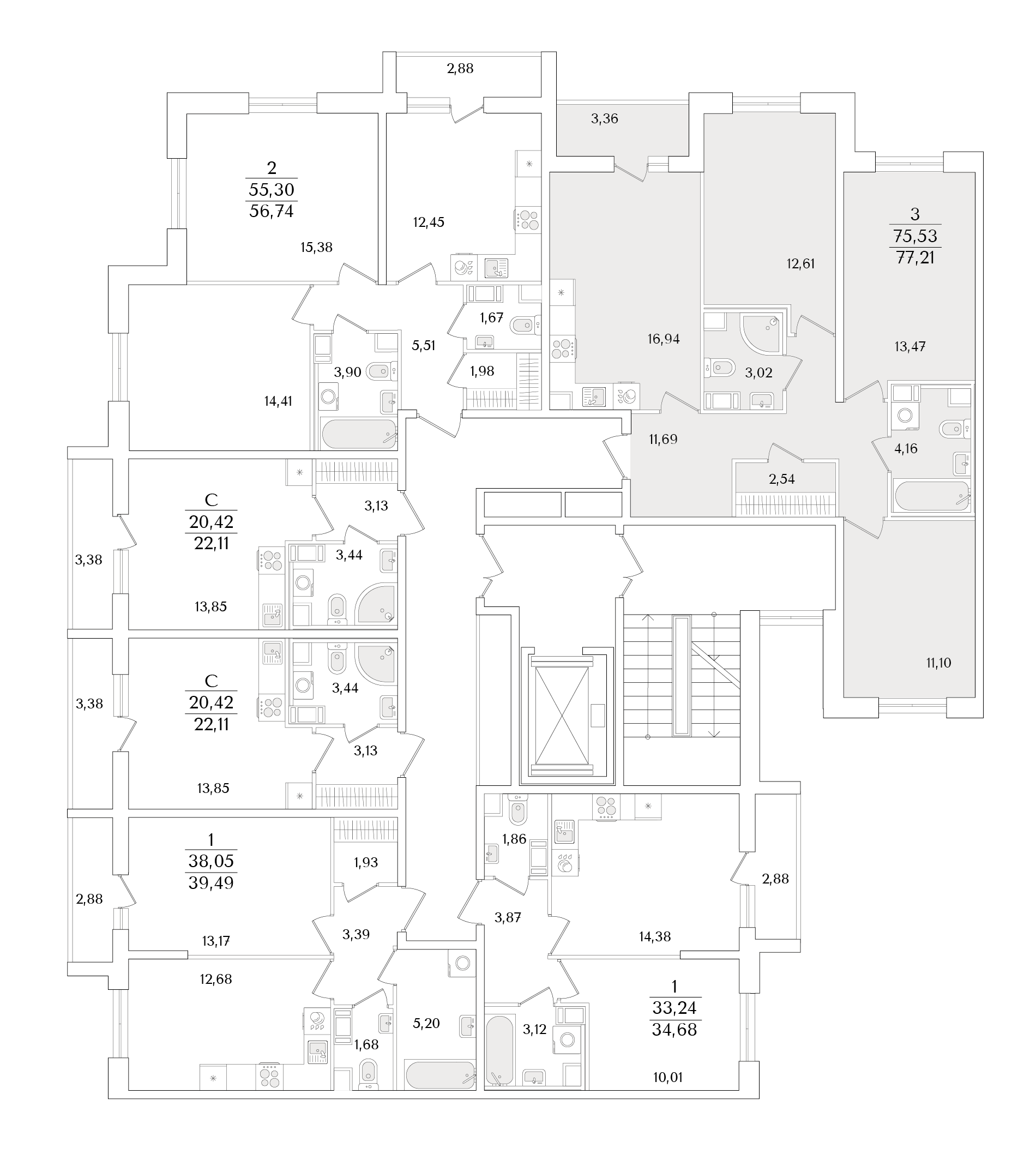 3-комнатная квартира, 77.21 кв.м, Кинопарк, изображение-2 3-комнатная квартира, 77.21 кв.м, Кинопарк, изображение-2